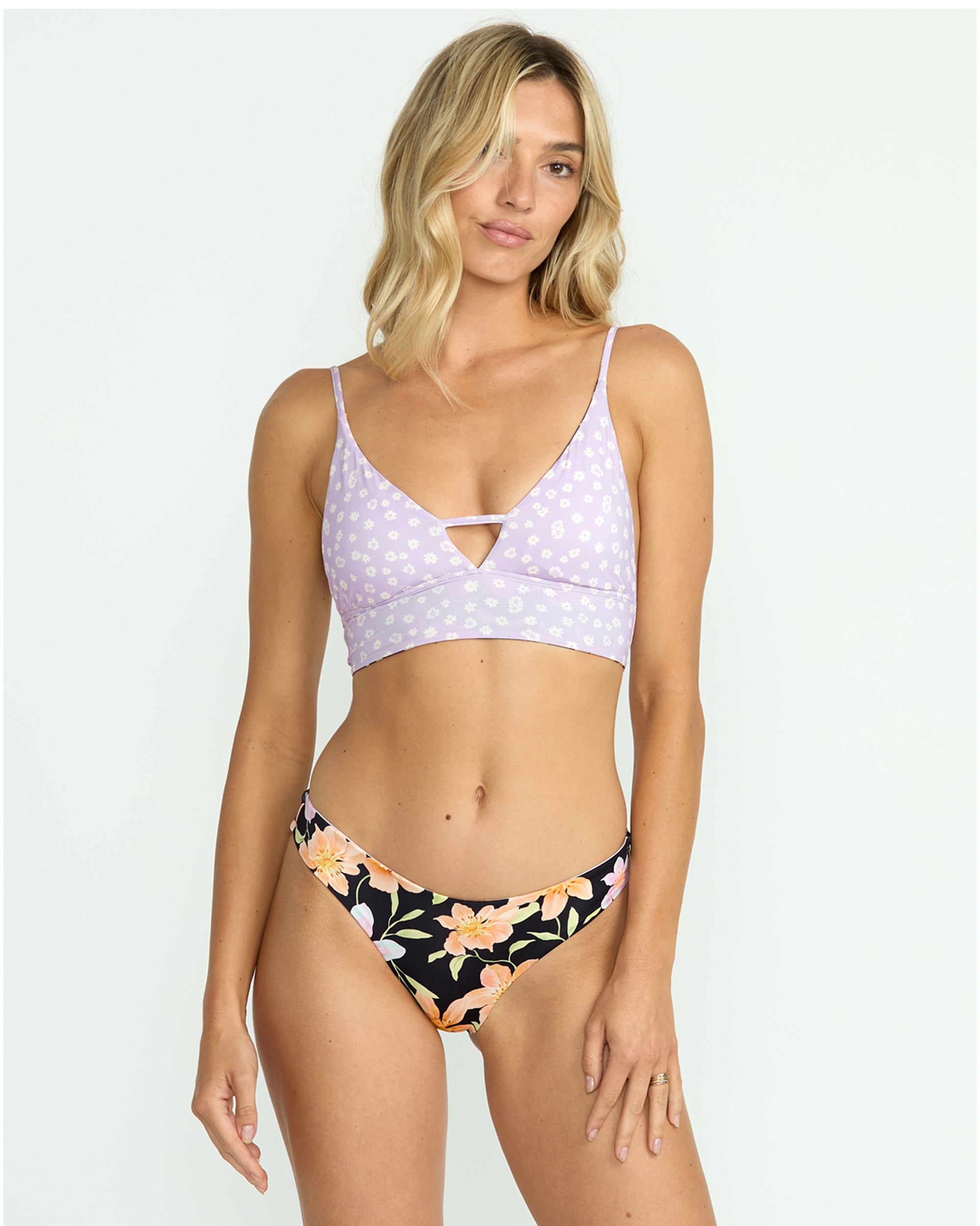 Twin Sol Reversible V Neck Cami Bikini Top - Multi - Image 3