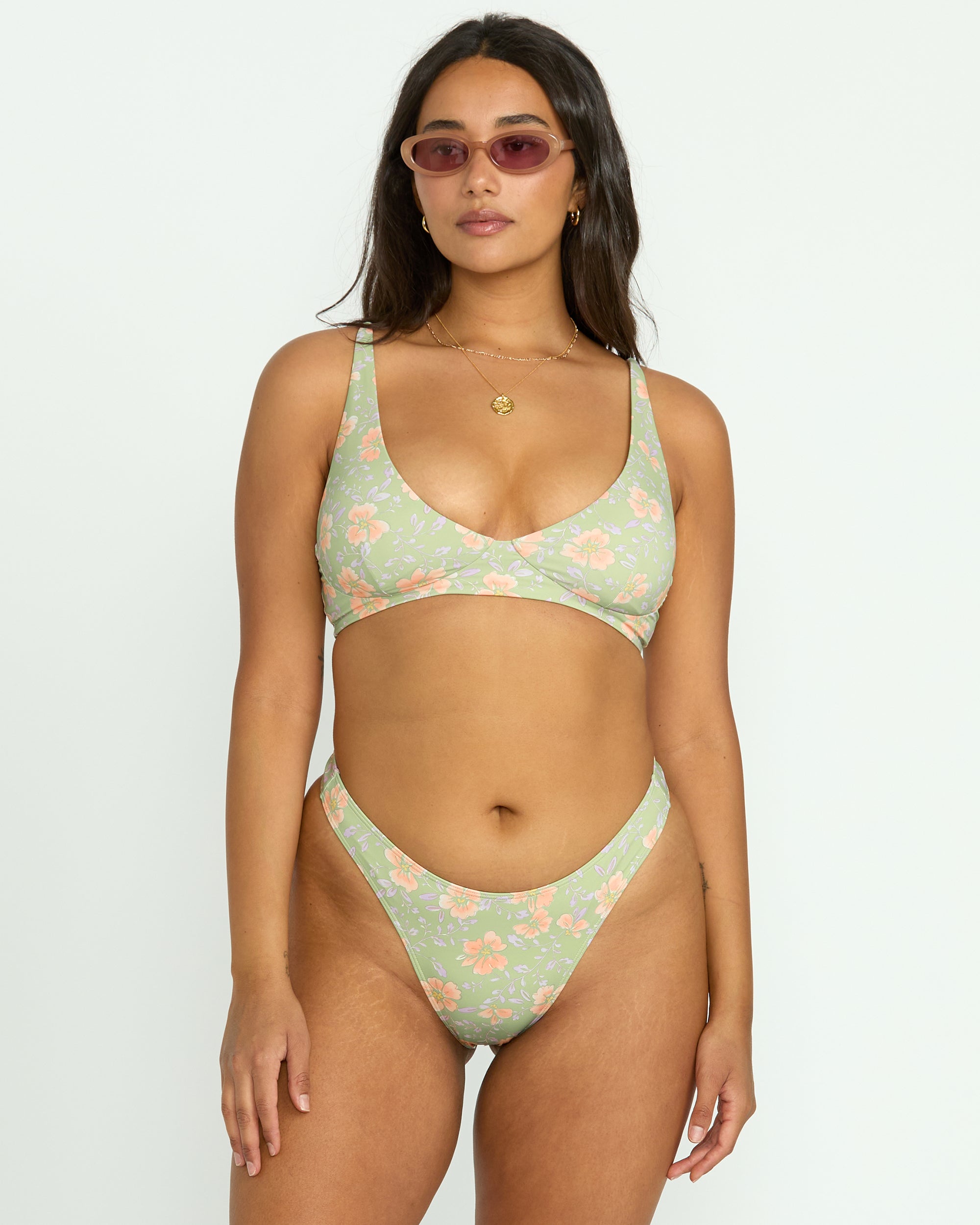 More To Sea Cami Plunge Bikini Top - Pistachio