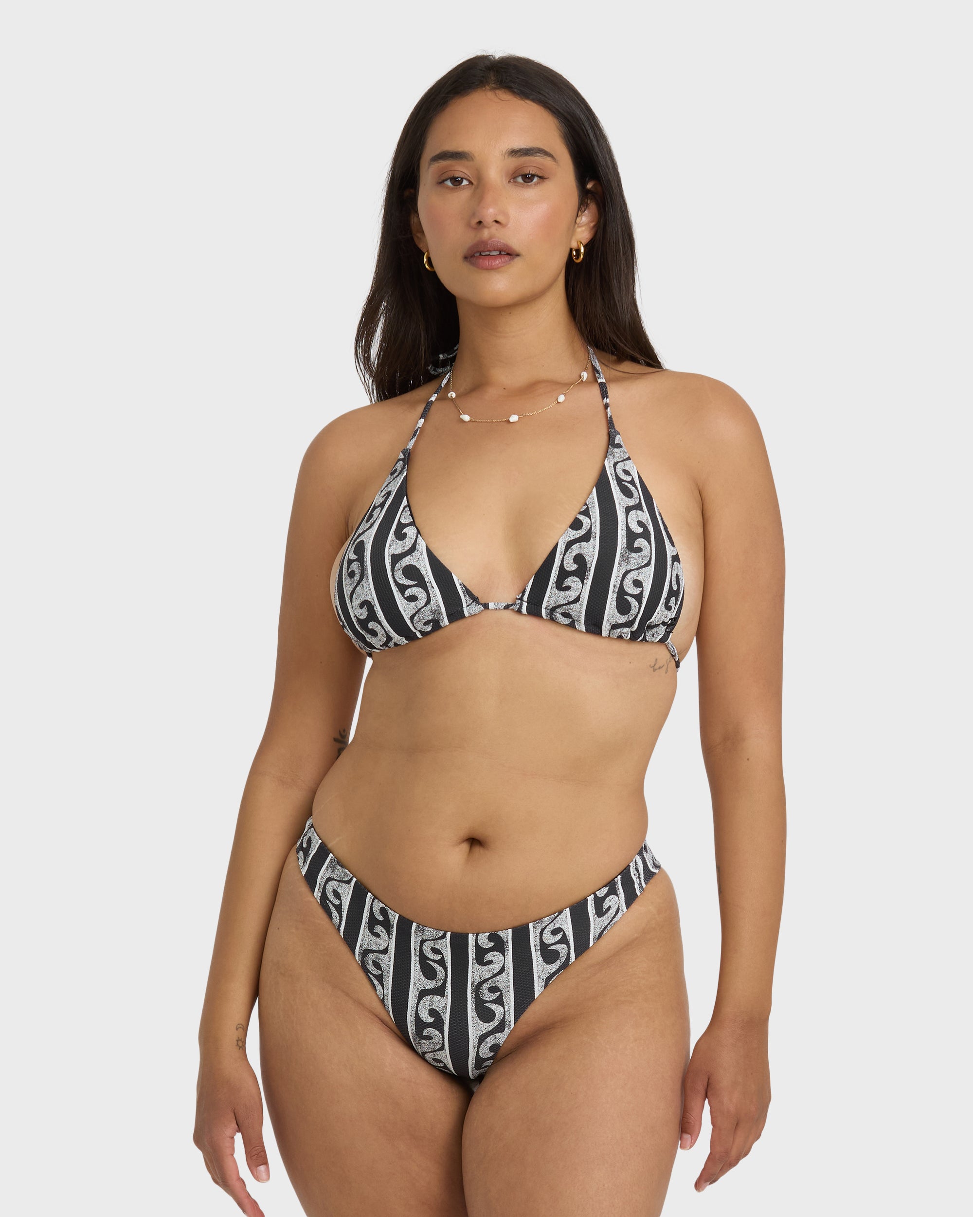 Wave Watcher Tanga Bikini Bottom - Black White - Image 3