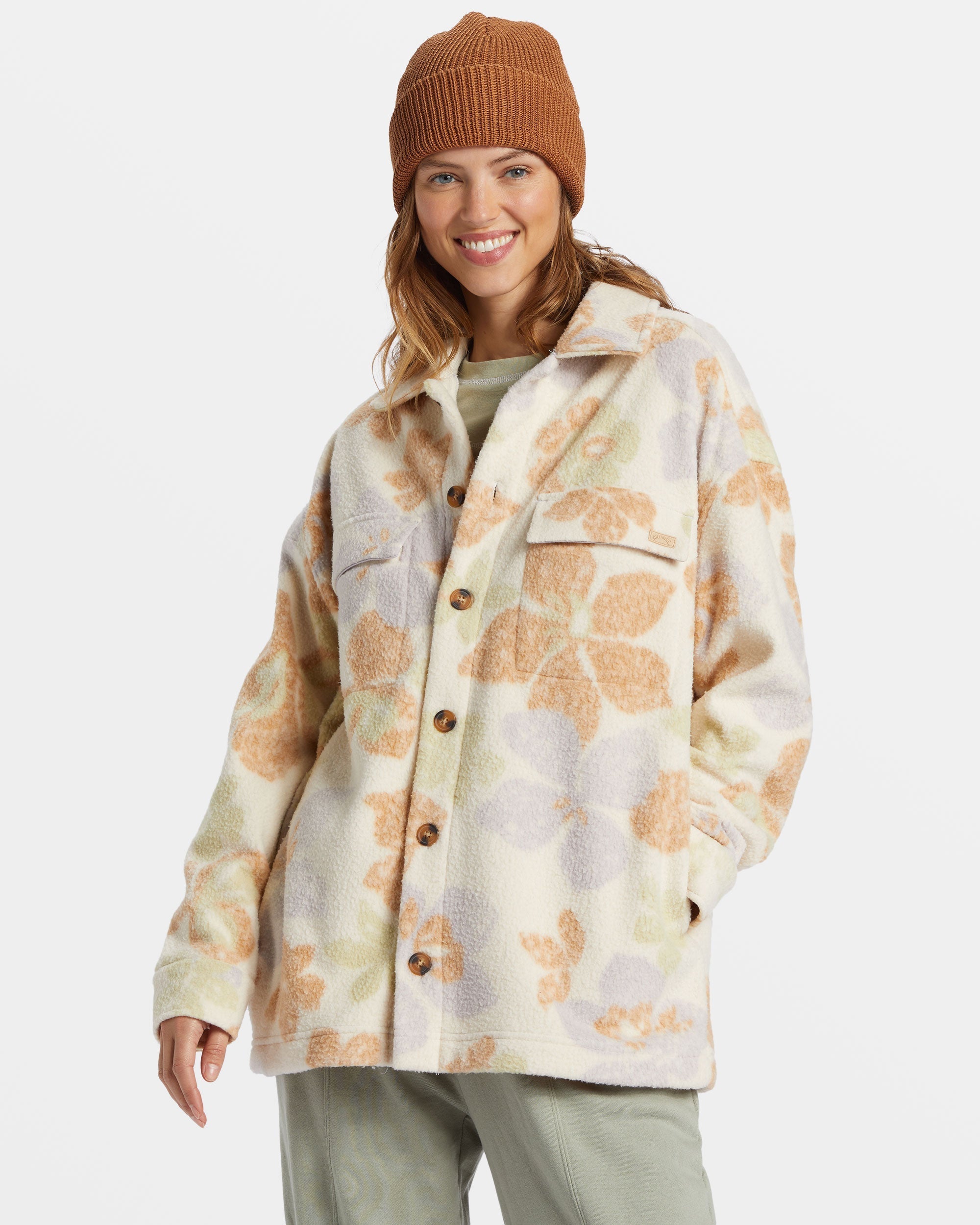 Happy Camper Shacket Button Sweater - Summer Rain - Image 2