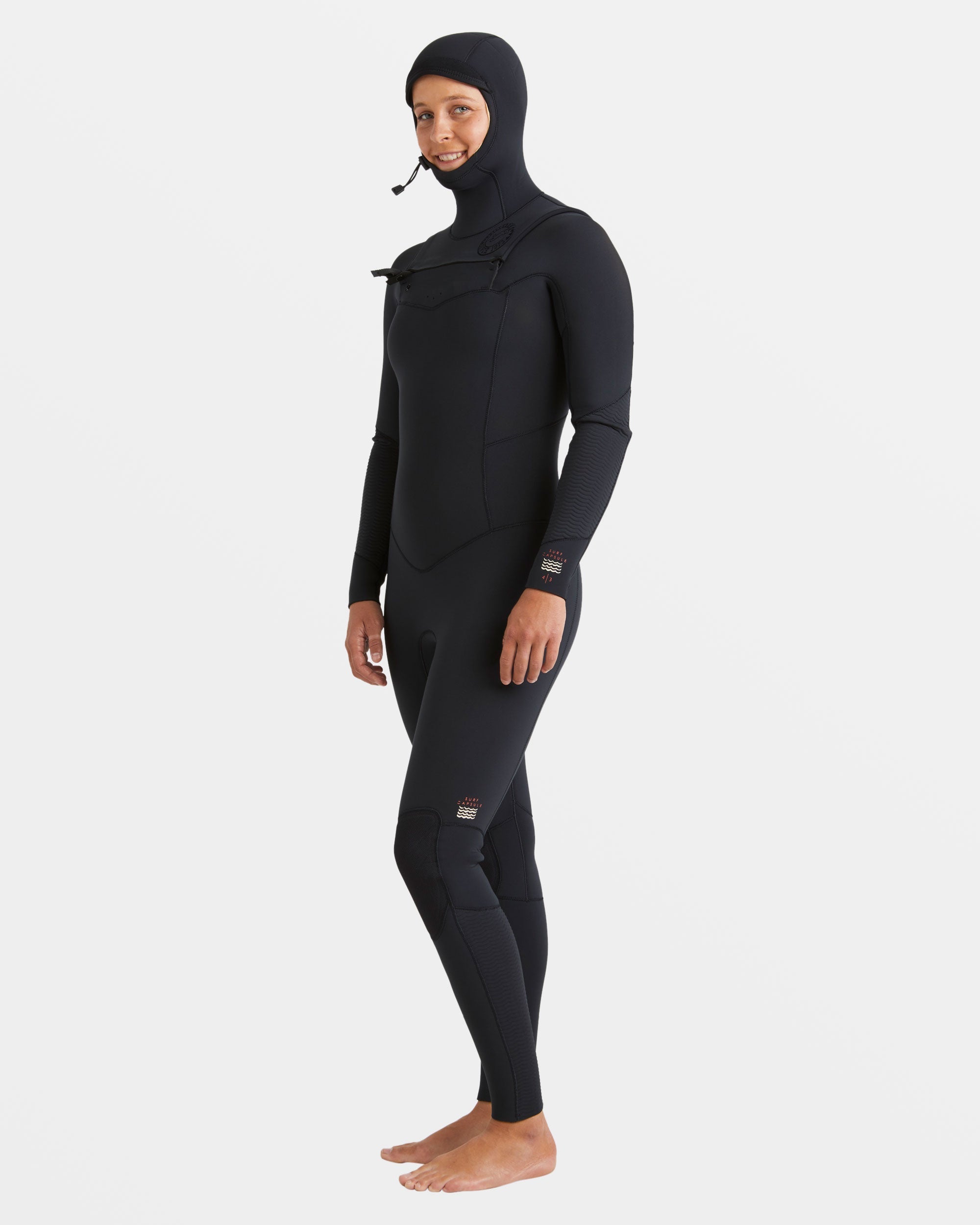 4/3mm Salty Dayz Natural Upcycler GBS Chest Zip Hooded Wetsuit - Black - Image 3
