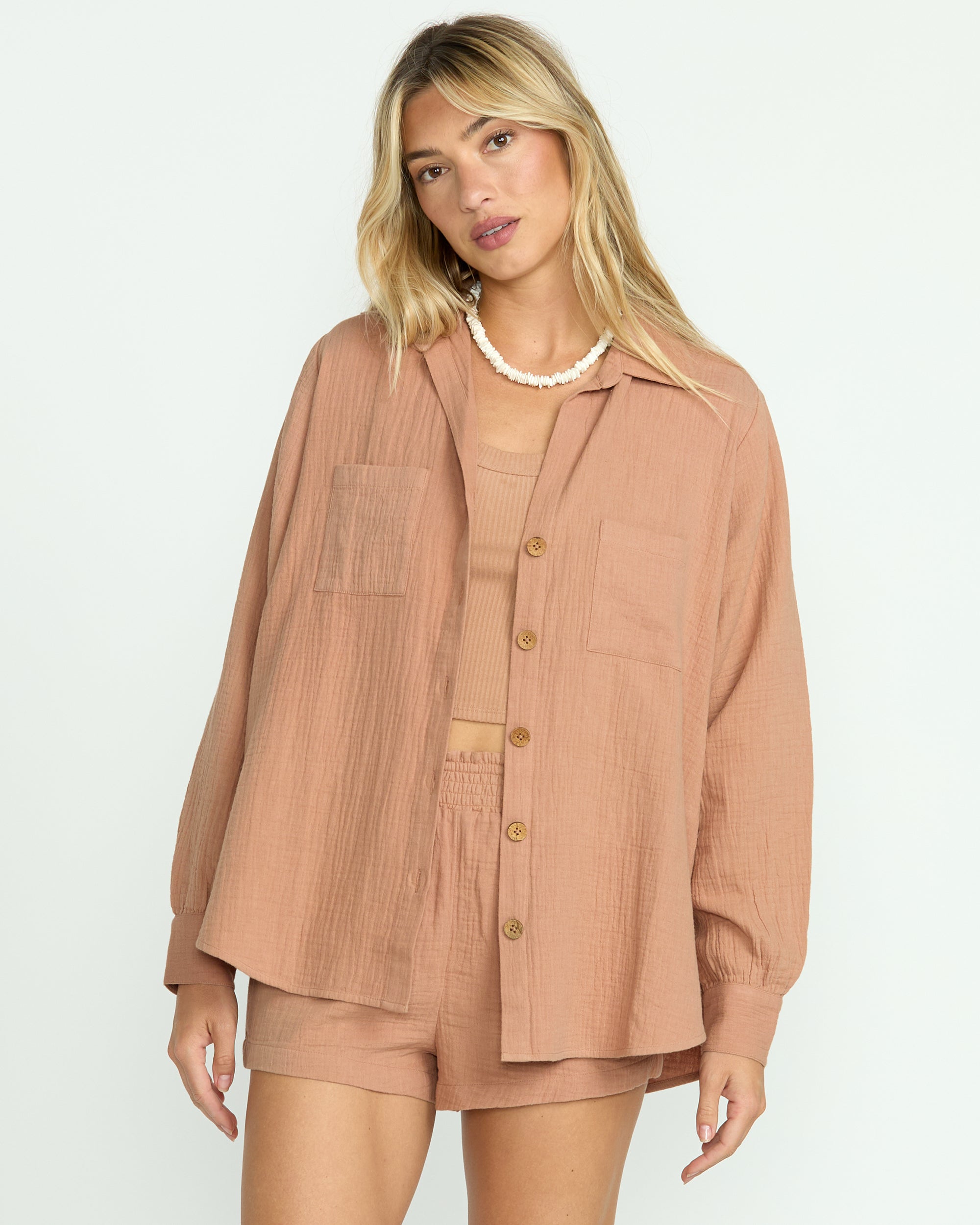 Sweet Swell Long Sleeve Shirt - Rose Brown