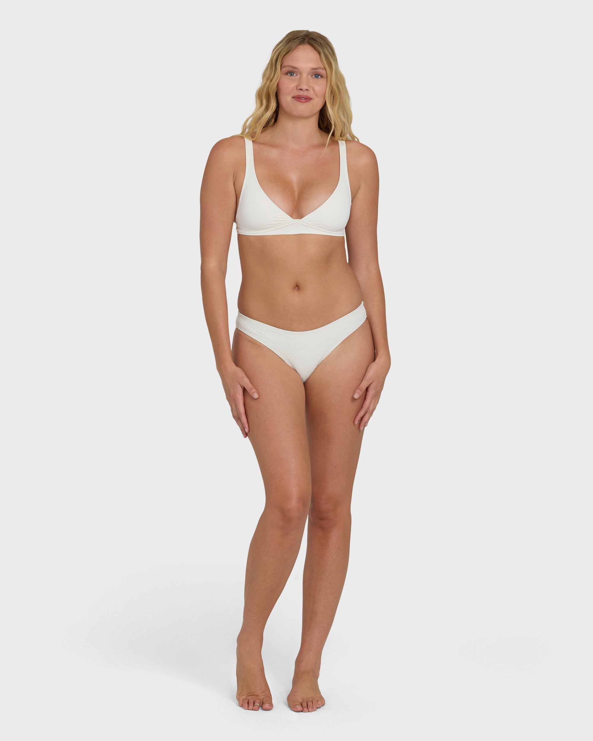 Classic Solid Banded Triangle Bikini Top - Salt Crystal - Image 5