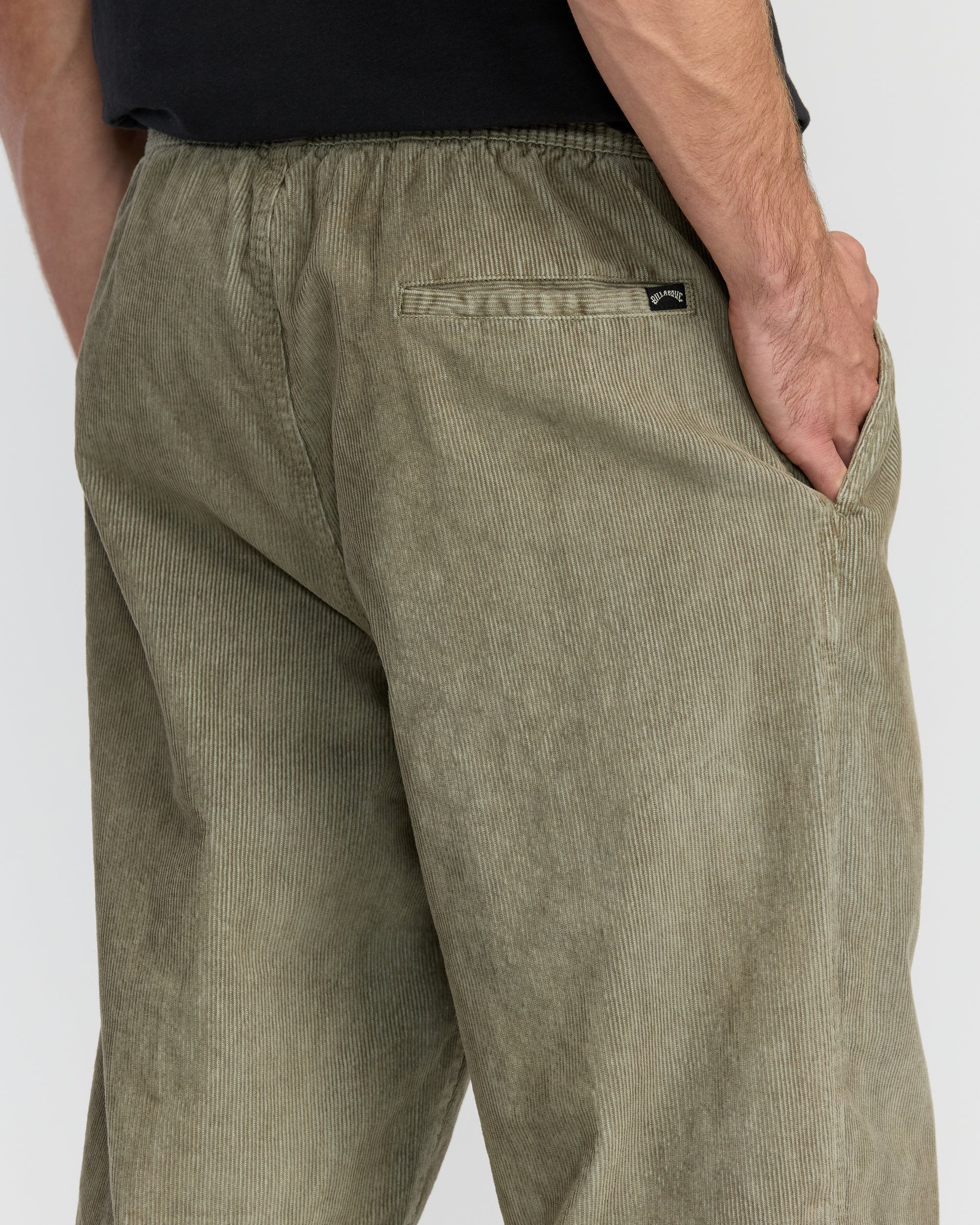 Larry Elastic Waist Corduroy Pants - Green Ash - Image 5