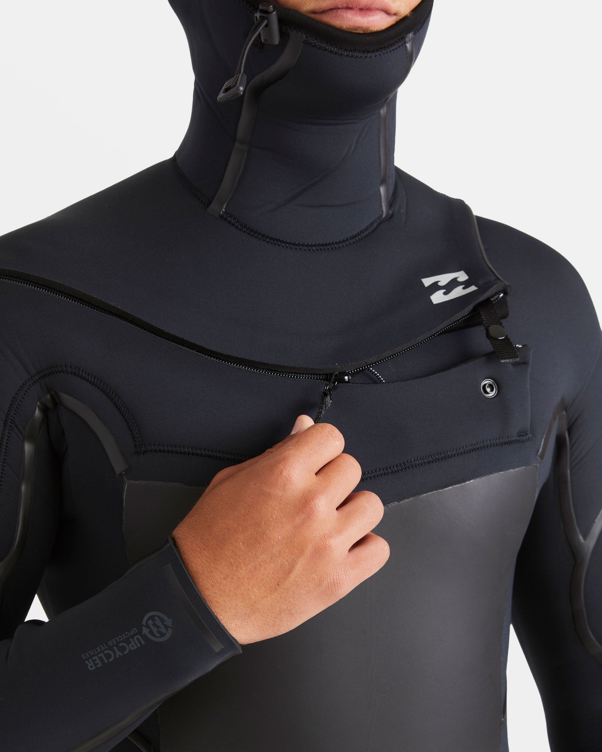 5/4mm Absolute Natural+ Upcycler Welded Chest Zip Hooded Wetsuit - Black - Image 7