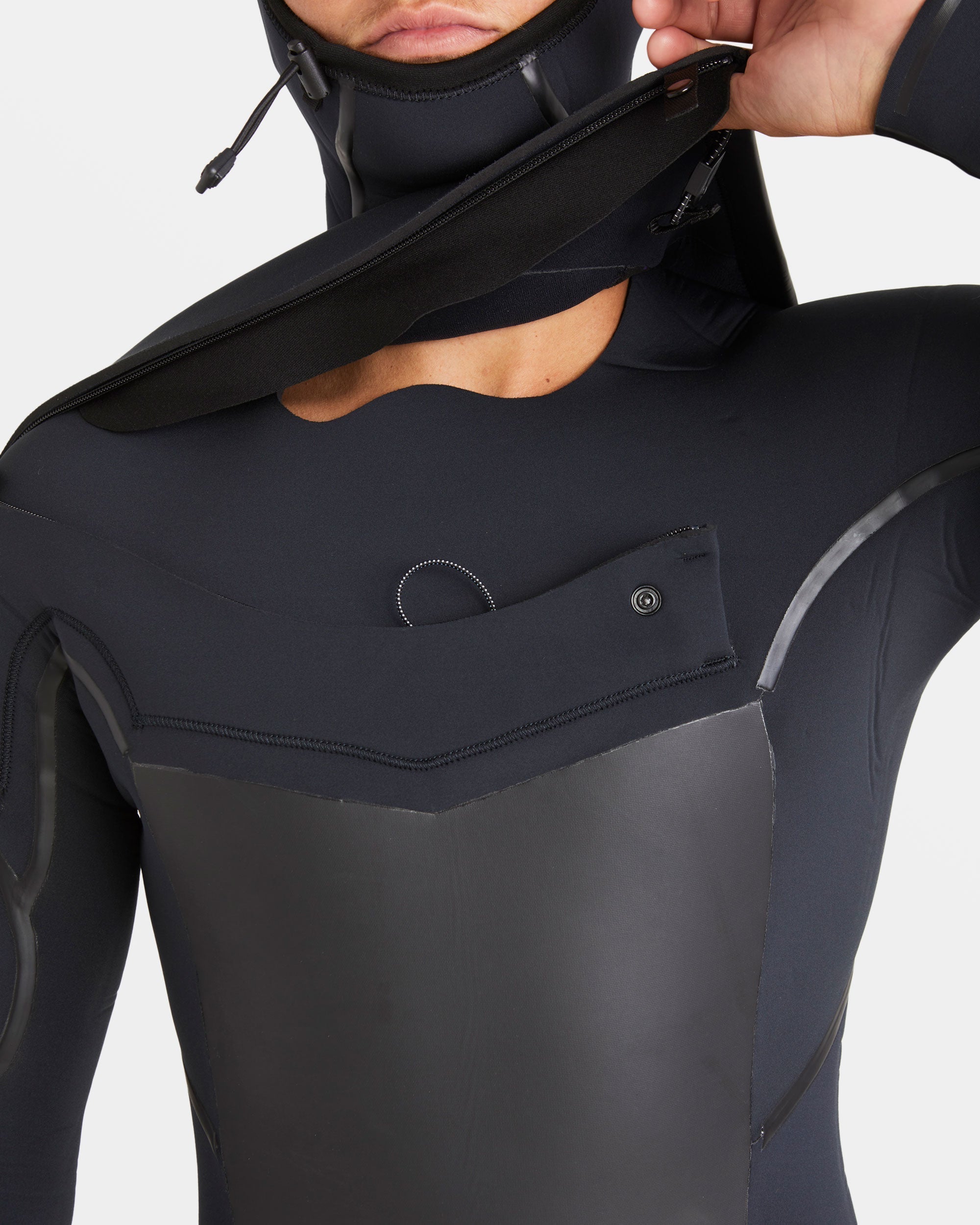 5/4mm Absolute Natural+ Upcycler Welded Chest Zip Hooded Wetsuit - Black - Image 2