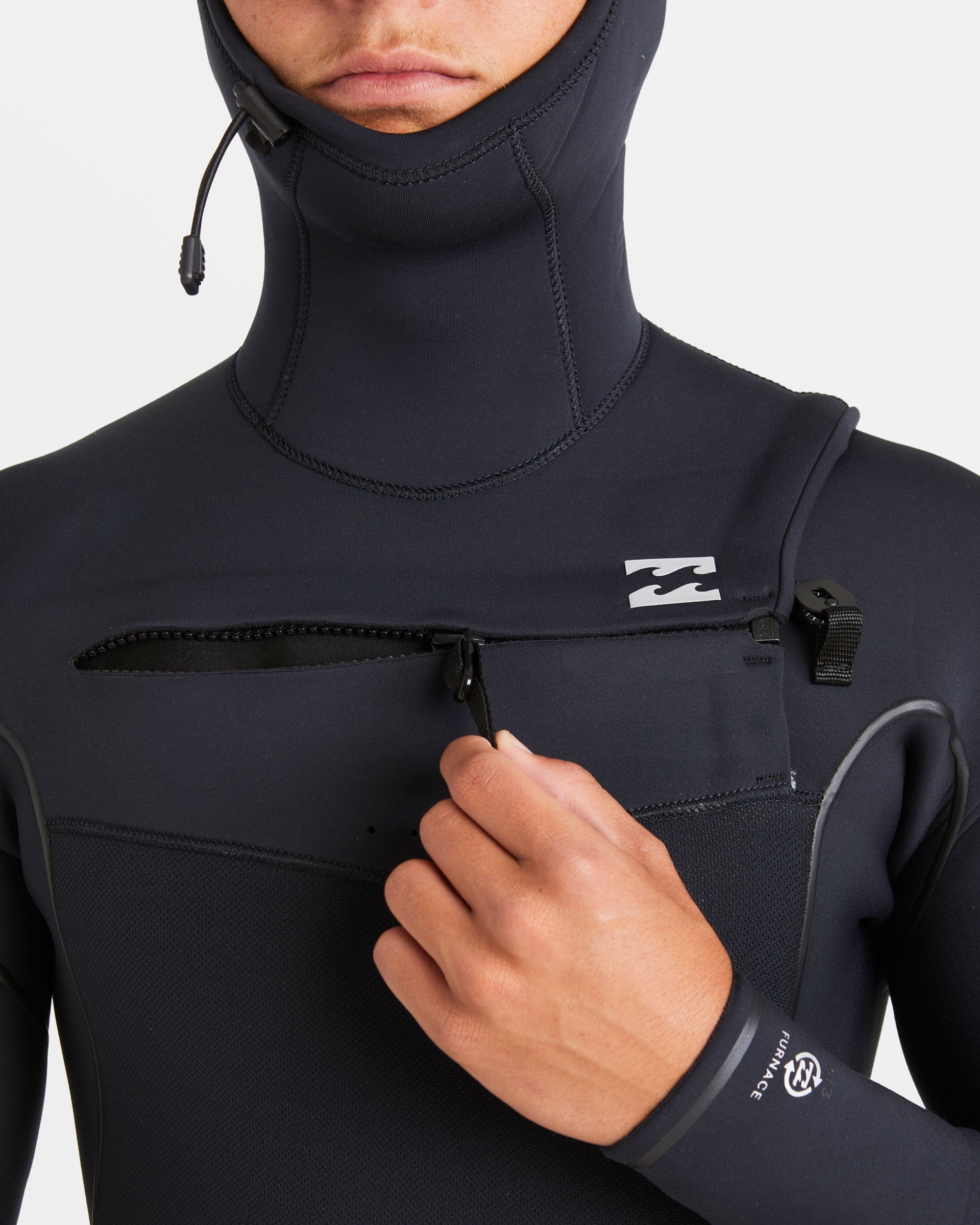 6/5mm Furnace Natural Upcycler Welded Chest Zip Wetsuit - Black - Image 8
