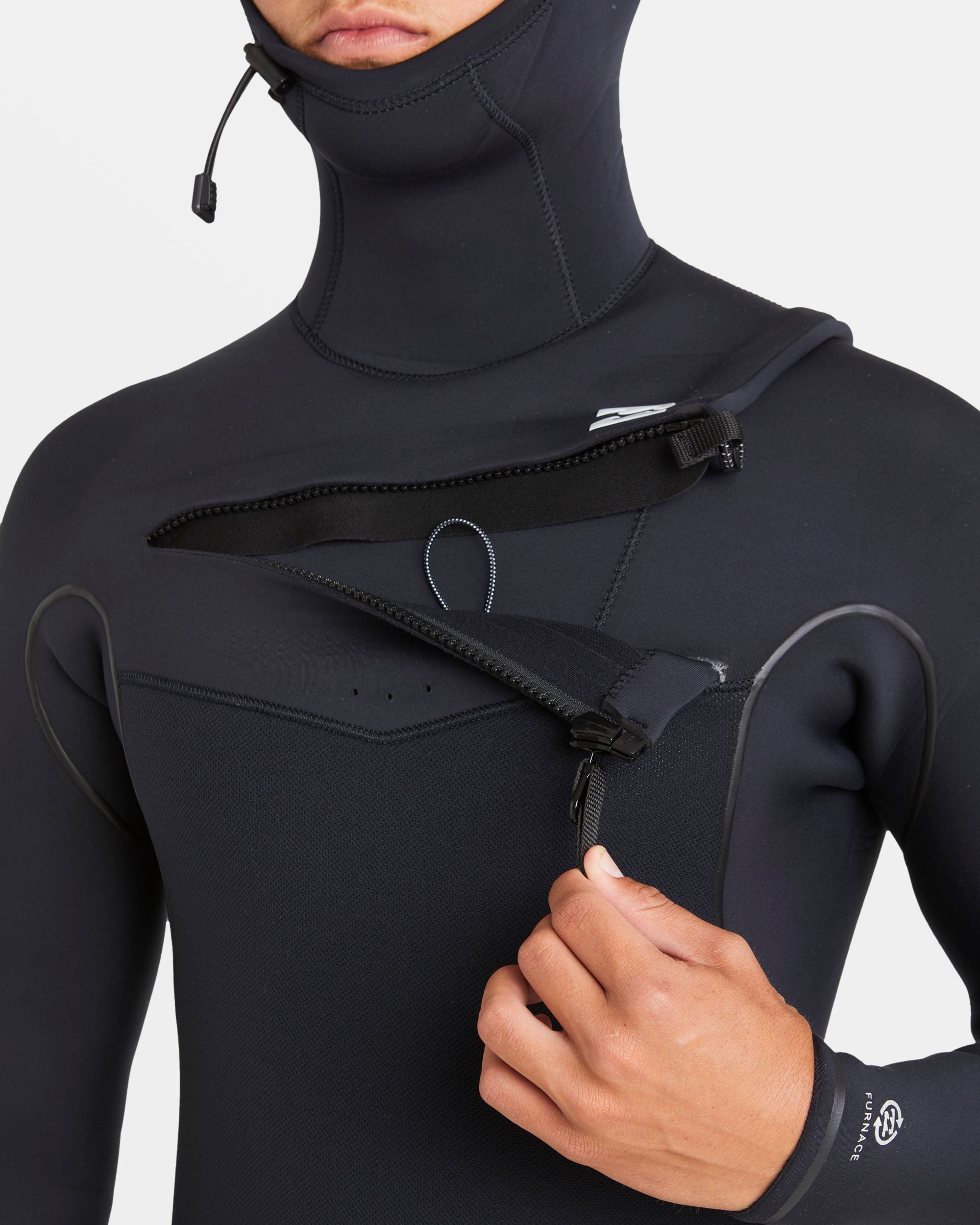 6/5mm Furnace Natural Upcycler Welded Chest Zip Wetsuit - Black - Image 2