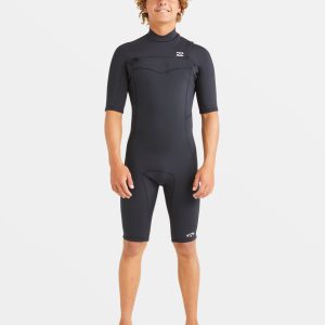 2/2mm Absolute Natural Upcycler GBS Chest Zip Short Sleeve Springsuit - Black