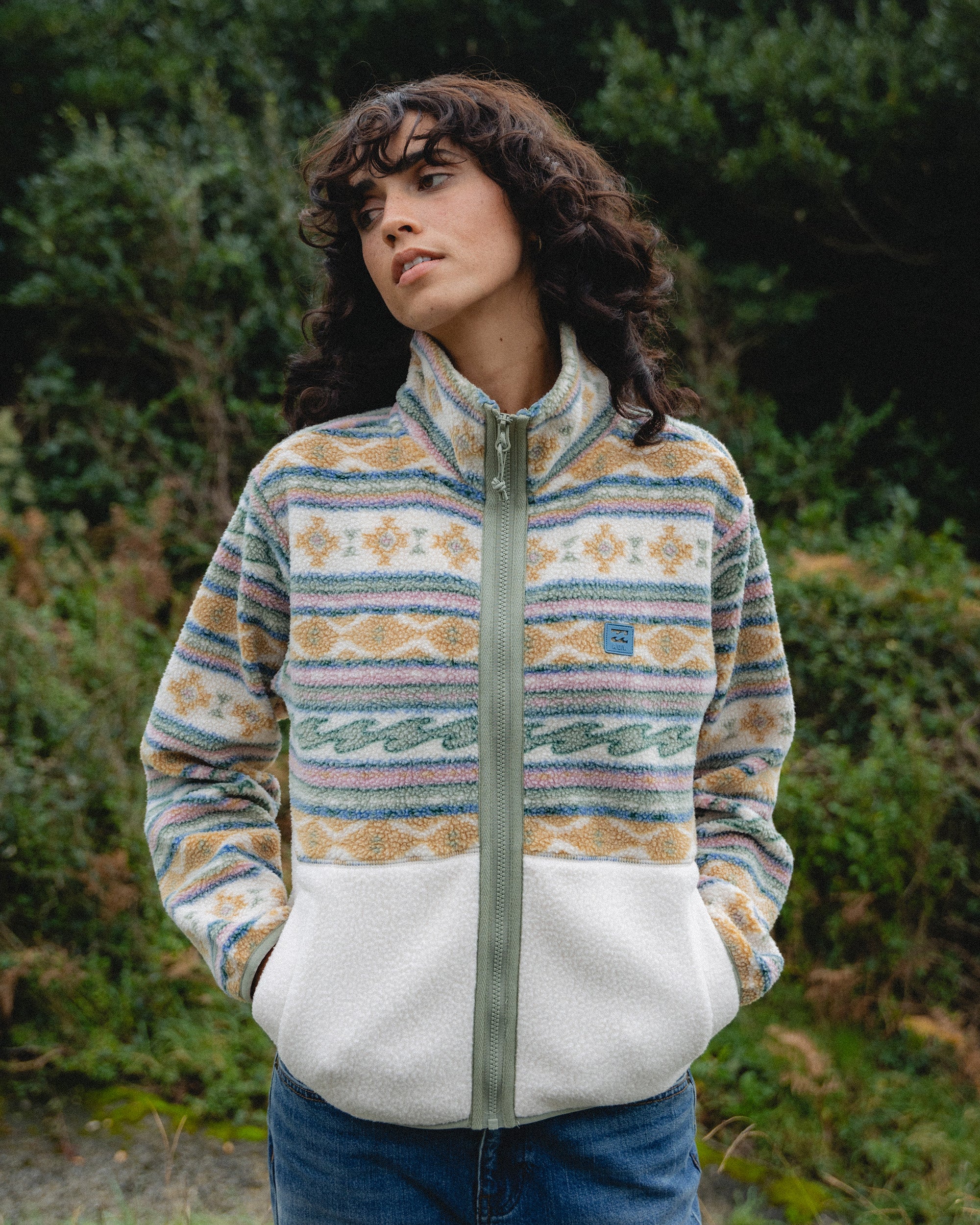 A/Div Rock Jetty Mock Neck Zip Sherpa Fleece - Whitecap