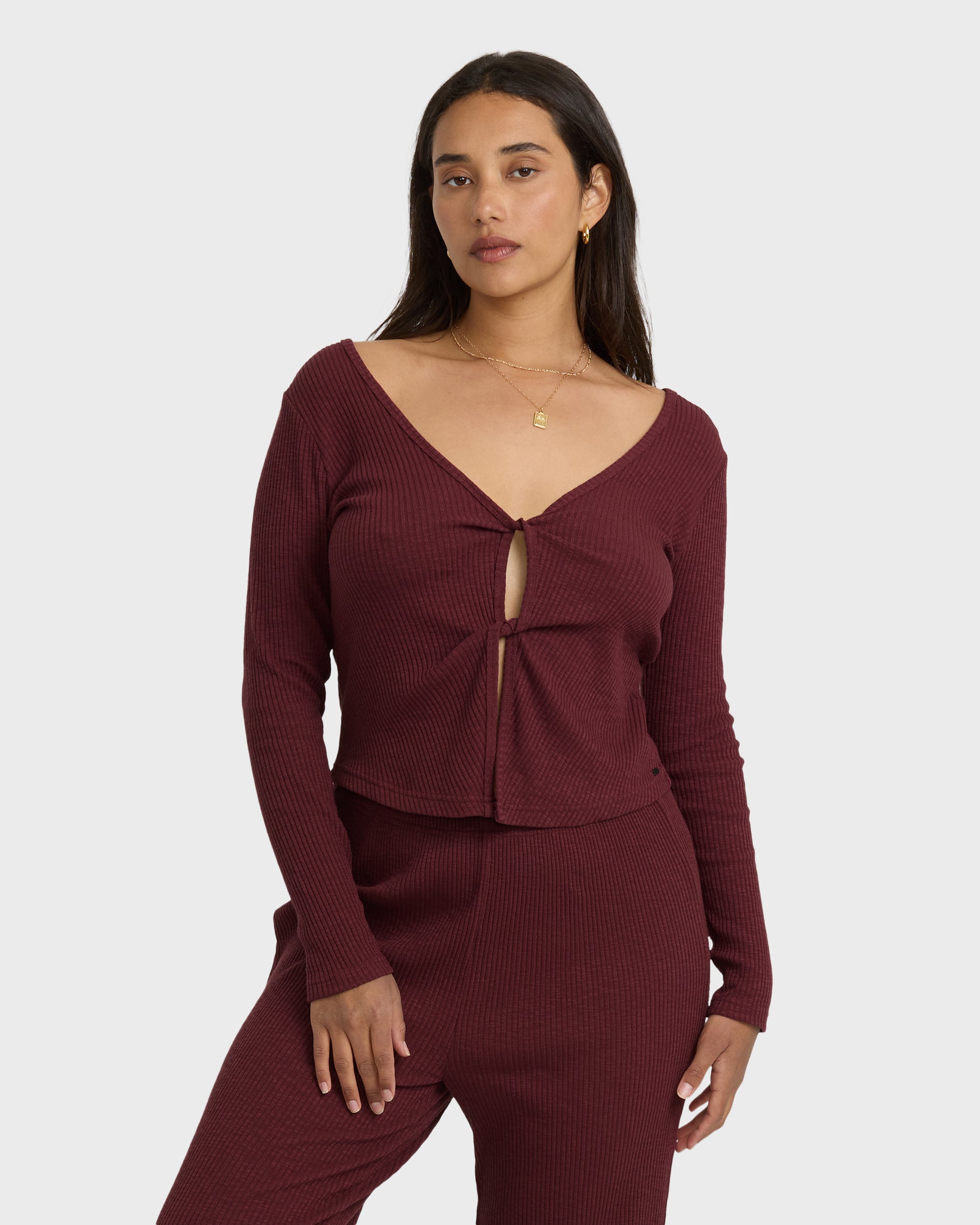 Fever Twist Long Sleeve Knit Top - Pinot - Image 7