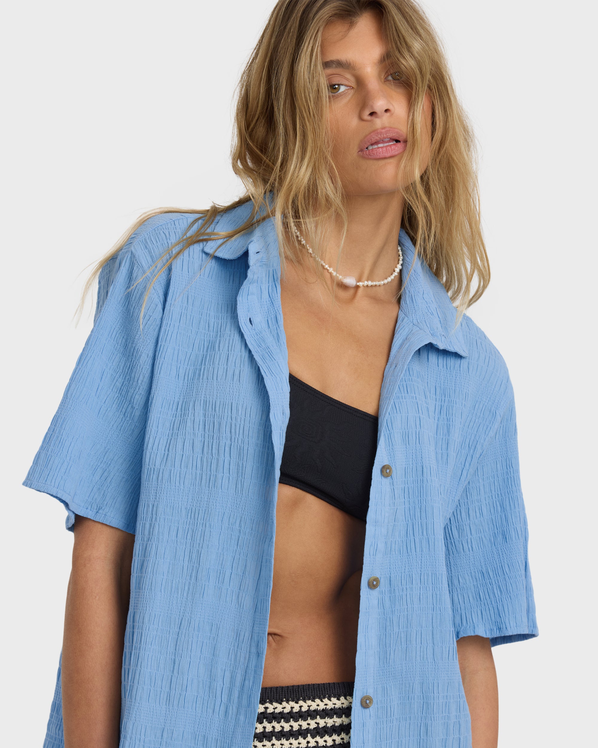 Laura Short Sleeve Shirt - Blue Drift - Image 3