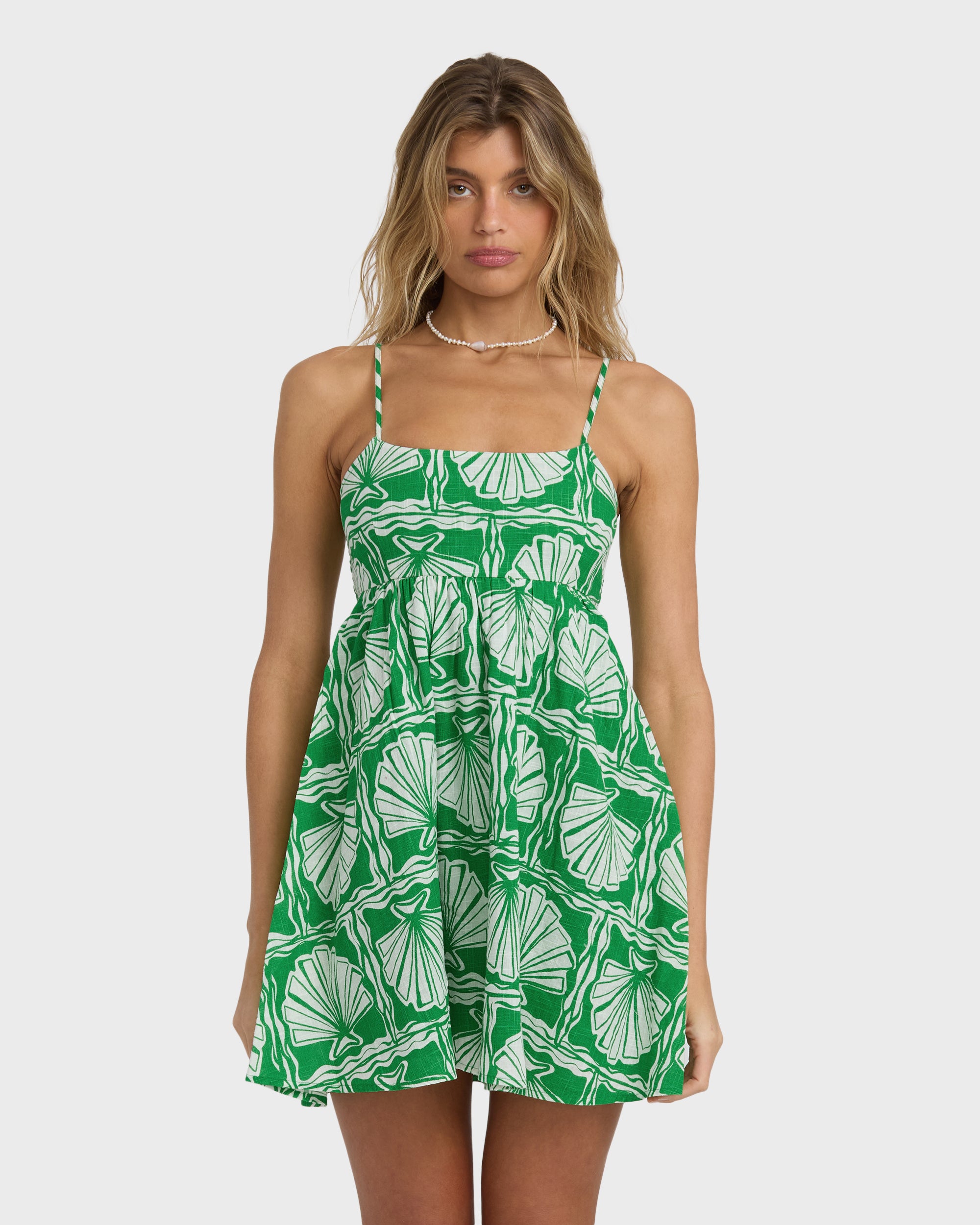Sea Shell Mini Dress - Kelly Green - Image 3