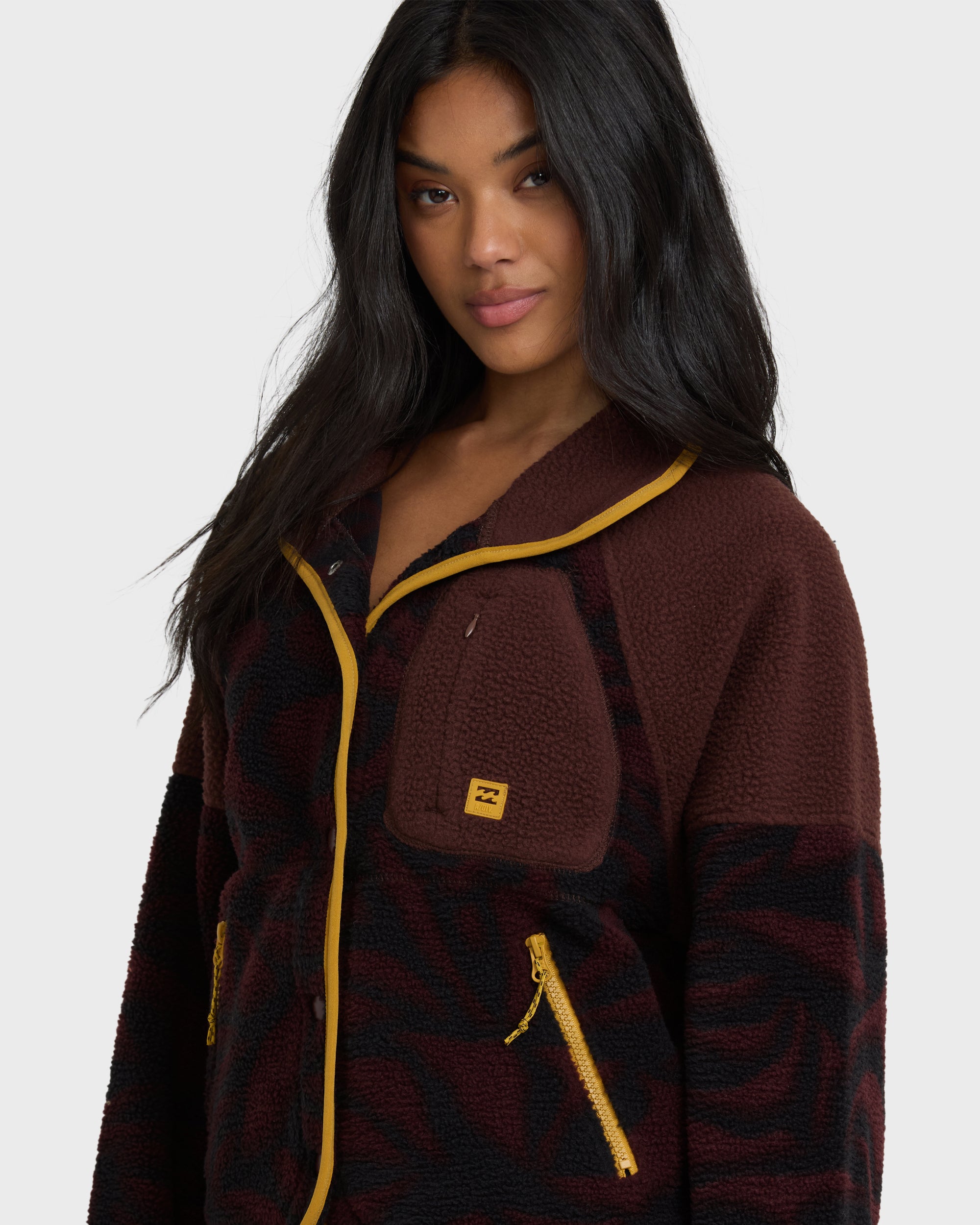 A/Div Popoyo Snap Up Sherpa Fleece Jacket - Teak - Image 4